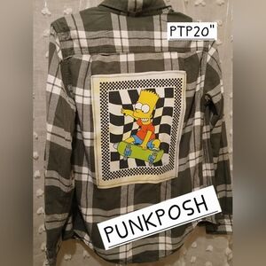 UPCYCLED FALL WINTER BART SIMPSON SKATING GRAPHIC ON FLANNEL